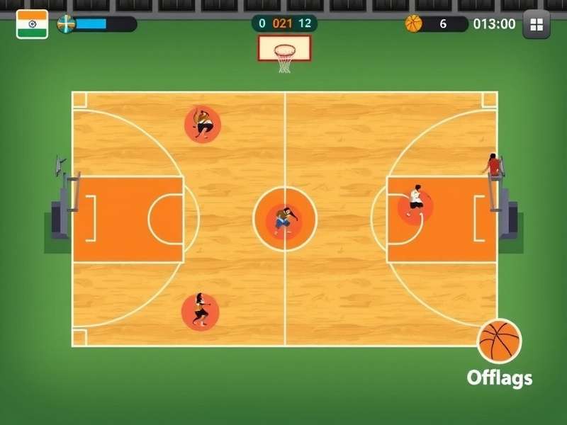 Goa Basketball Star gameplay screenshot showing Indian basketball court